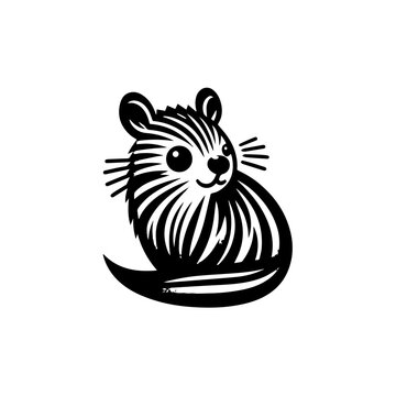 Whimsical Black and White Striped Rodent Character with Big Eyes.
