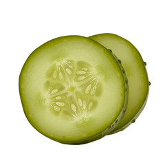 Isolated Fresh Green Cucumber Slices on Transparent Background Photo