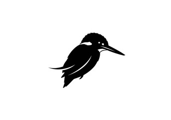 Obraz premium A minimalist black and white illustration of a kingfisher bird on a white background