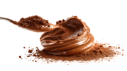 Chocolate cream swirl cocoa powder spoon dessert delicious
