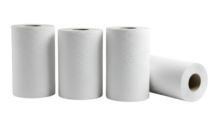 Isolated Photo of Four White Paper Rolls on a Transparent Background