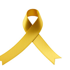 Isolated Gold Ribbon Awareness Symbol On Transparent Background Illustration