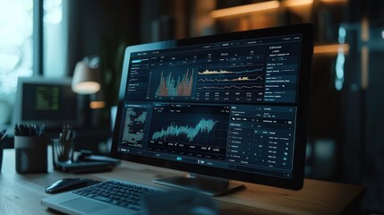 Computer display financial graphs