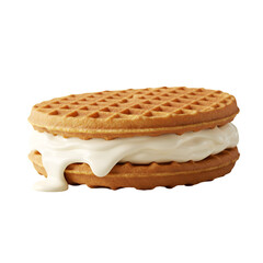 Isolated Illustration Of A Delicious Waffle Sandwich With White Cream Filling