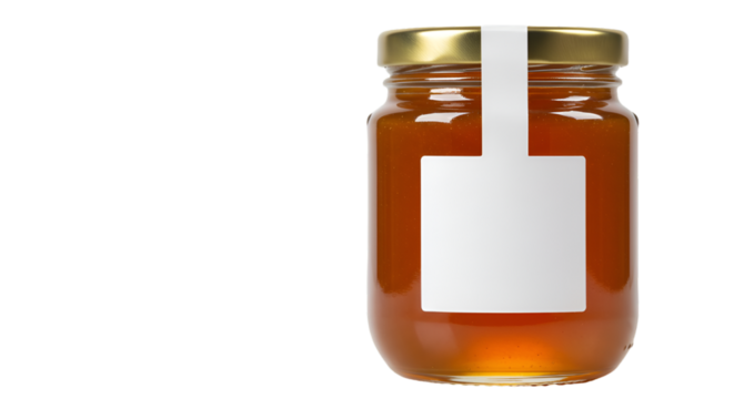 Isolated Honey Jar Illustration On Transparent Background With Blank Label - Powered by Adobe