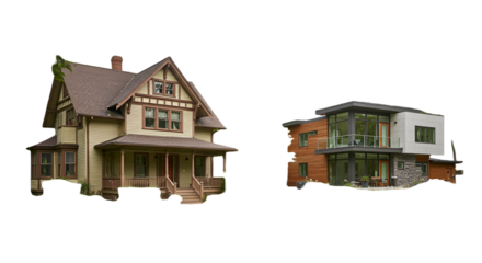 Isolated Houses Illustration Against Transparent Background Real Estate Concept