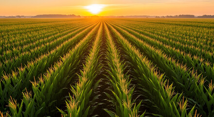 Golden Hour Cornfield Vastness