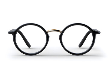 Round black reading glasses on white background. Clean mockup for branding, book designs, or educational content visuals.