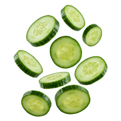 Isolated Photo of Cucumber Slices on Transparent Background