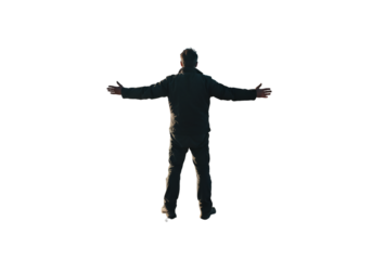 Isolated Man With Arms Outstretched Illustration On Black Background