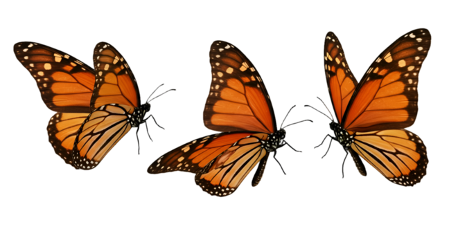 Isolated Monarch Butterflies Illustration With Orange Wings On Black Background