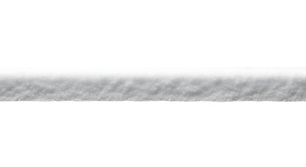 An isolated row of pristine white snow on white or transparent background