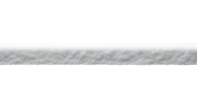 An isolated row of pristine white snow on white or transparent background