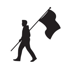 Fototapeta premium Man Holding Flag Silhouette