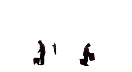 Isolated Silhouette Group Of People Working Against Dark Isolated Background