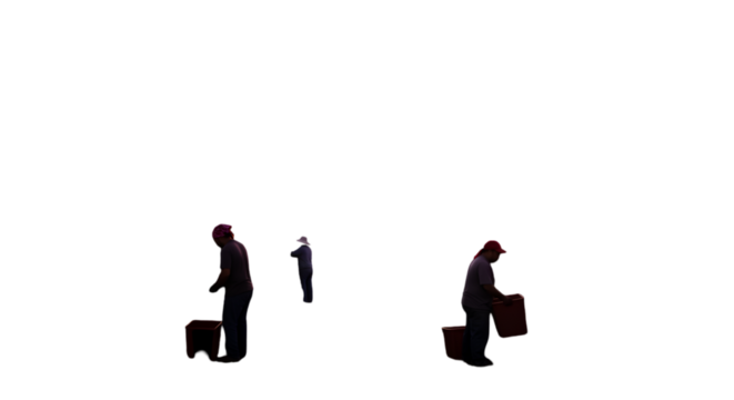 Isolated Silhouette Group Of People Working Against Dark Isolated Background