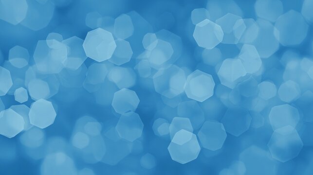 Soft blue bokeh background with blurred hexagonal shapes creating a dreamy atmosphere, ideal for design projects, presentations, and artistic compositions with copy space