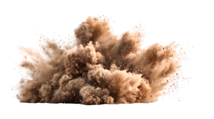 Brown dust cloud explosion powerful impact debris