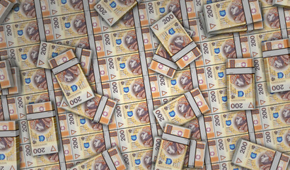 Poland 200 zloty money banknotes pack 3d illustration