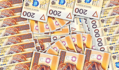 Obraz premium Poland 200 zloty money banknotes pack 3d illustration