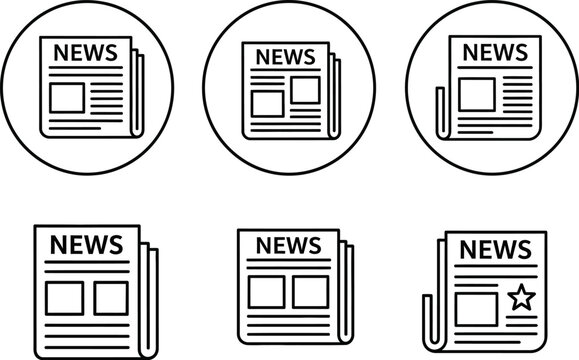 News icon set vector illustration newspaper headline design