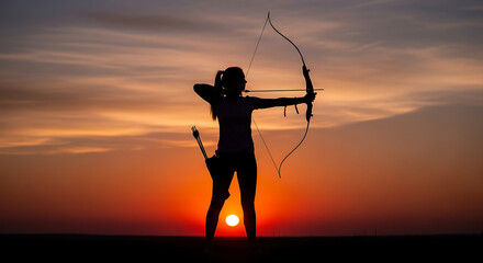 Archery Practice: Silhouette at Dusk