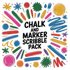 Colorful Chalk and Marker Scribble Pack