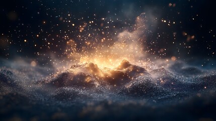 Golden and silver lights illuminating the night sky during Diwali celebrations in an enchanting display of beauty and joy