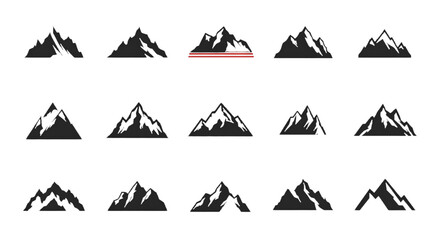 Isolated Mountain Silhouettes Black Abstract Landscape Illustration PNG