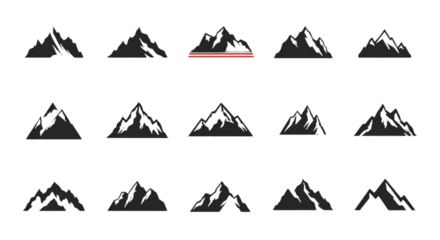 Isolated Mountain Silhouettes Black Abstract Landscape Illustration PNG