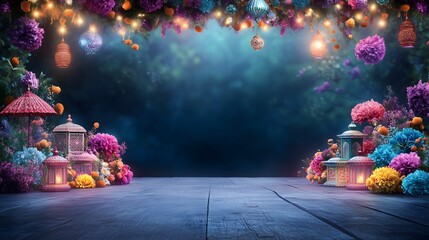 Vibrant and festive background showcasing rich colors and decorations celebrating Diwali, the festival of lights
