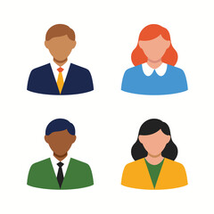 Diverse professional team avatars vector graphic featuring business attire and neutral expressions