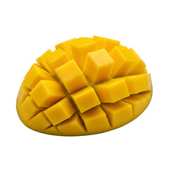Isolated Photo Of A Cubed Mango With Yellow Color And Transparent Background