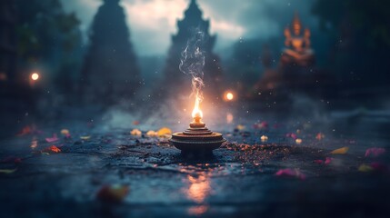 Bright brass diya illuminating the celebration of Diwali with warmth and hope