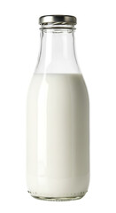 Isolated Photo of a Glass Milk Bottle on a Transparent Background