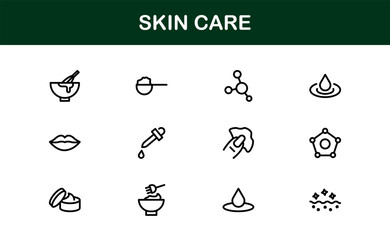 Skin Care Line Icon Collection – Unique, clean, and creative vector icons designed for cosmetic and personal care themes