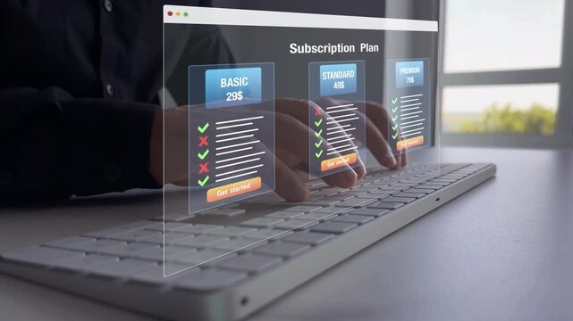 Subscription plan concept. Paid online service subscription plan.Subscription plan offers exclusive access to premium content, special discounts, and priority support.	
