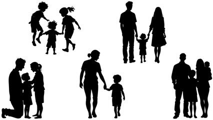Stylish silhouette set of family - parents, children, love, and togetherness