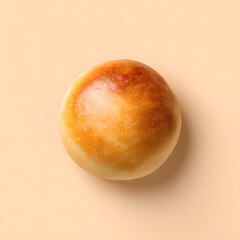 Fototapeta premium Top view of crusty bread roll with cracked top, isolated on white. Perfect for bakery branding and food visuals.