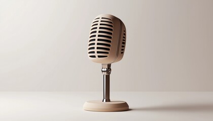 Vintage Microphone Logo Template For Podcasting, Old Stand Microphone Logo Design. Perfect For Creating A Classic And Professional Podcasting Brand.