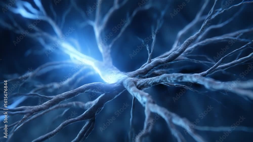 Poster neural network: a captivating digital image of neural networks in luminous blue light. demonstrating