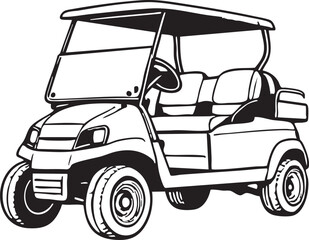 Isolated Golf Cart Illustration With Steering Wheel and Seats on a White Background