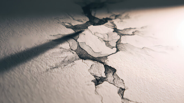 Jagged graphite tracings outlining organic suggestion over matte surface with tonal interruption. Illustration