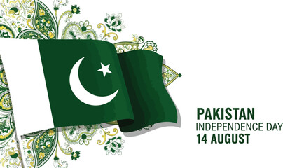 Pakistan flag with floral design for independence day