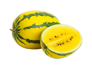 Yellow watermelon isolated on transparent or white background, png