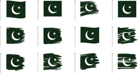 Pakistan flags vector collection