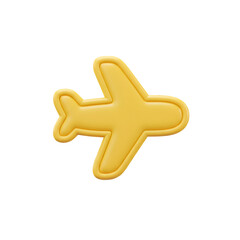 Obraz premium Isolated Yellow Airplane Icon Illustration In 3D Rendered Style