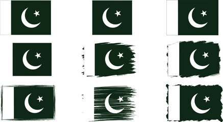 Collection of pakistan flag vector illustrations