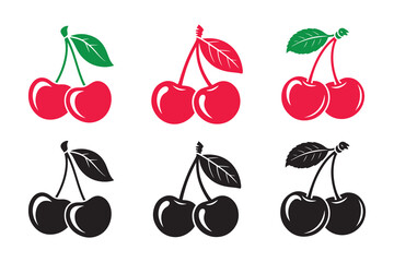 set of cherries icon vector illustration eps 10