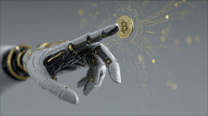 Robot Hand with Bitcoin